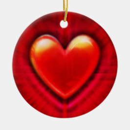 Weihnachtsbaumdekoration tiefrotes Herz. Keramik Ornament