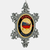 Weihnachtsbaumdekoration unter den Fahnen der Deut Schneeflocken Zinn-Ornament (Links)