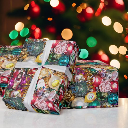 Weihnachtsbaumdekorationen aus Glas farbenfrohe Ge Geschenkpapier
