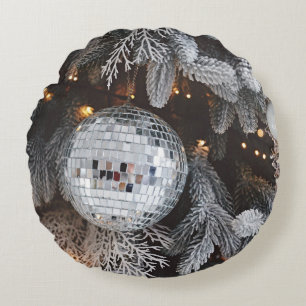 Weihnachtsbaumdekorationen, festliches Licht im Hi Rundes Kissen