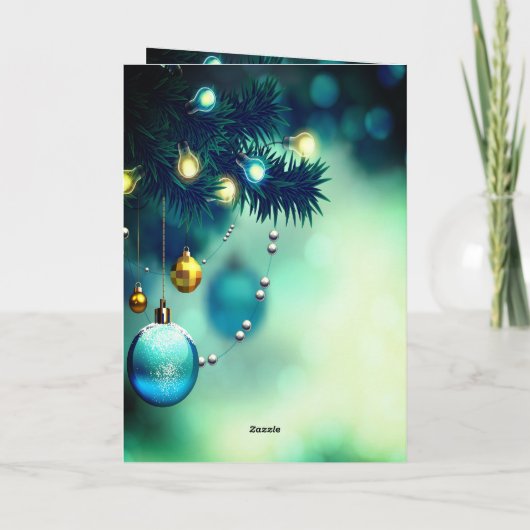 Weihnachtsbaumdekorationen, magisch feiertagskarte (Rückseite)