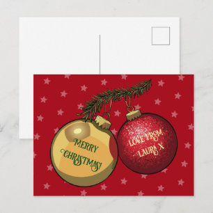 Weihnachtsbaumdekorationen mit individuellem Text  Postkarte