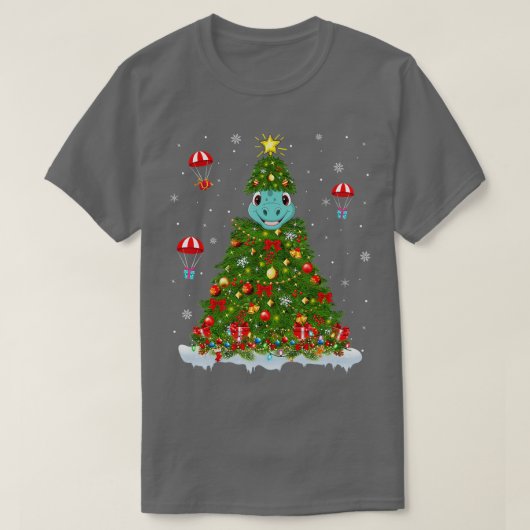Weihnachtsbaumdekorationen Santa Brontosaurus Dino T-Shirt (Design vorne)