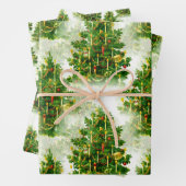 Weihnachtsbaumdekorationsmuster Geschenkpapier Set (Beispiel)