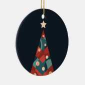 Weihnachtsbaumdesign, abstraktes Retro in Rot Keramik Ornament (Rechts)
