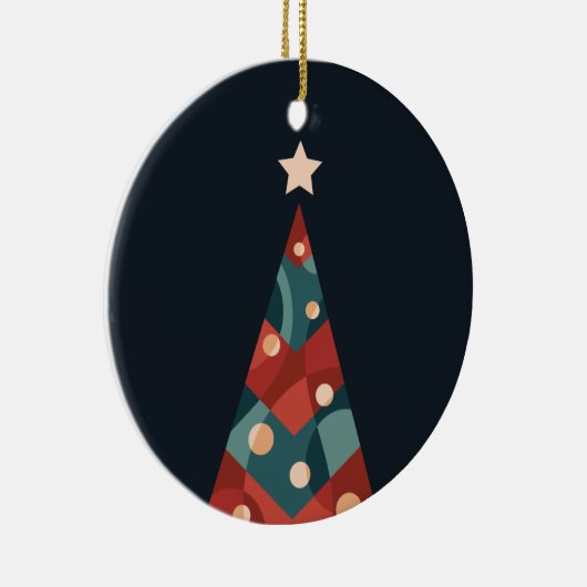 Weihnachtsbaumdesign, abstraktes Retro in Rot Keramik Ornament (Rechts)