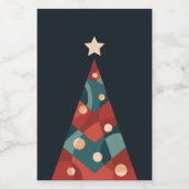 Weihnachtsbaumdesign, abstraktes Retro in Rot Lebensmitteletikett (Einzelnes Label)