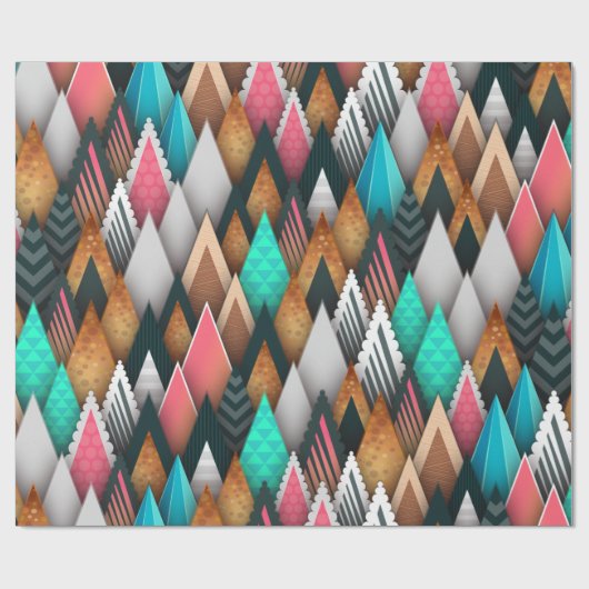 Weihnachtsbaumdesign voller Farben glücklich neu Geschenkpapier (Flach)