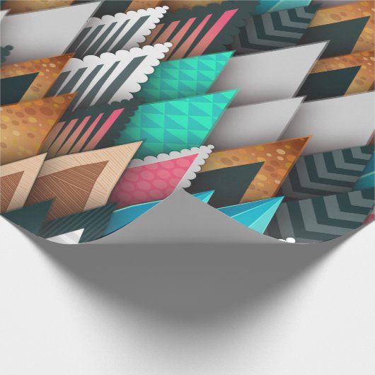 Weihnachtsbaumdesign voller Farben glücklich neu Geschenkpapier (Ecke)