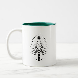Weihnachtsbaumdoodles Whimsical Ink Art Zweifarbige Tasse