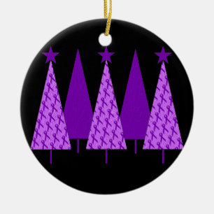 Weihnachtsbäume - Alzheimers lila Band Keramikornament