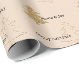 Weihnachtsbaume am Gold Glitzer Pfirsichzitate Geschenkpapier