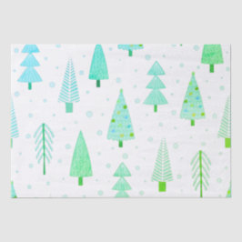 Weihnachtsbäume an der Küste Türkisblaues Muster Seidenpapier