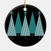 Weihnachtsbäume - aquamarines Band-Eierstockkrebs Keramikornament (Hinten)