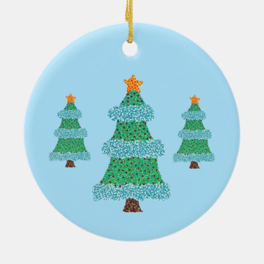 Weihnachtsbäume auf blau, Ornamente (Hinten)