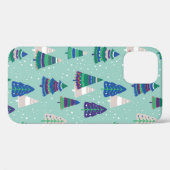 Weihnachtsbäume auf blauem Hintergrund Case-Mate iPhone Hülle (Rückseite (Horizontal))