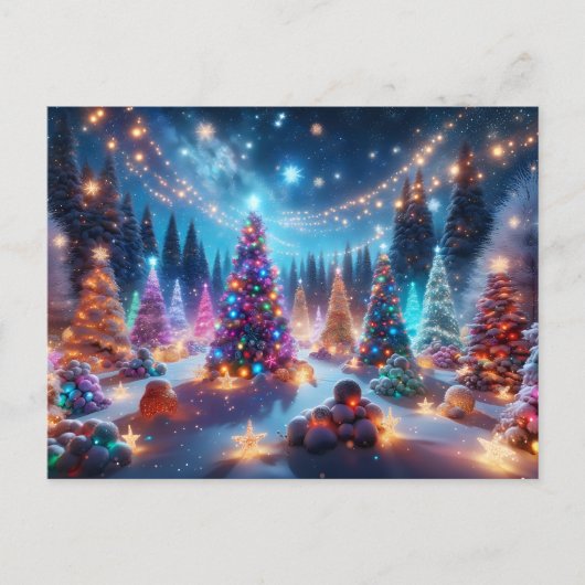 Weihnachtsbäume auf dem Display Postkarte (Vorderseite)