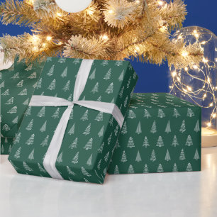 Weihnachtsbäume auf Grün - Geschenkpapierrolle Geschenkpapier