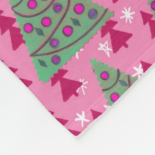 Weihnachtsbäume auf heiß rosa fleecedecke (Ecke)