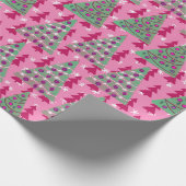 Weihnachtsbäume auf heiß rosa geschenkpapier (Ecke)