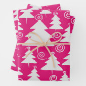 Weihnachtsbäume auf Rosa Geschenkpapier Set (Beispiel)