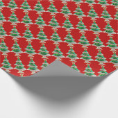 Weihnachtsbäume auf Roten Glitzer Geschenkpapier (Ecke)