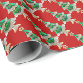 Weihnachtsbäume auf Roten Glitzer Geschenkpapier (Rolleneckpunkt)