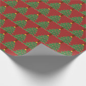 Weihnachtsbäume auf Rotweispapier Geschenkpapier (Ecke)