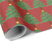 Weihnachtsbäume auf Rotweispapier Geschenkpapier (Rolleneckpunkt)