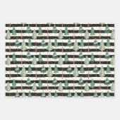 Weihnachtsbäume auf Schwarz-weißen Streifen Punkte Geschenkpapier Set (Vorderseite 3)