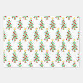 Weihnachtsbäume auf Weiß Geschenkpapier Set (Vorderseite 3)