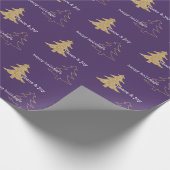 Weihnachtsbaume aus Gold Glitzer Lila weiße Zitate Geschenkpapier (Ecke)