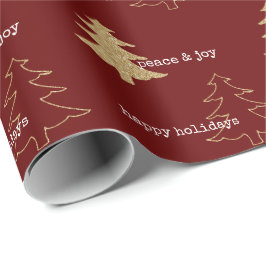 Weihnachtsbaume aus Gold Glitzer Rote weiße Zitate Geschenkpapier