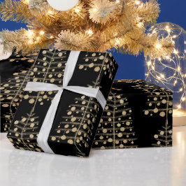 Weihnachtsbäume aus Gold mit Ornamenten Geschenkpapier
