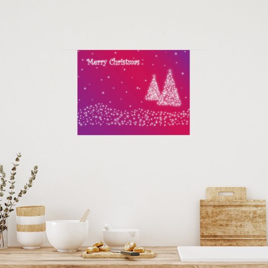 Weihnachtsbäume aus Schneeflocken Poster (Küche)