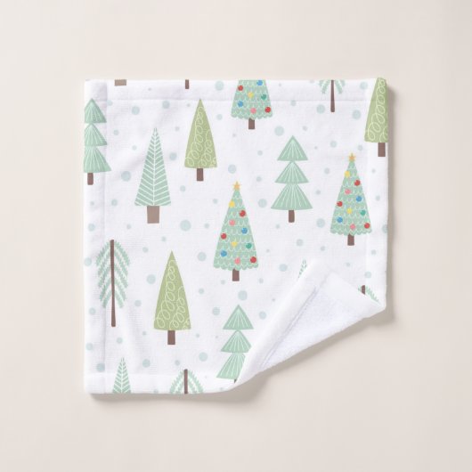 Weihnachtsbäume Badhandtuch Set (Waschlappen)
