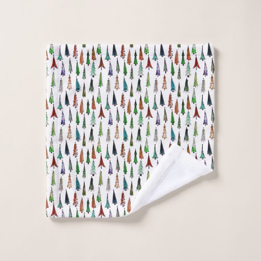 Weihnachtsbäume Badhandtuch Set (Waschlappen)