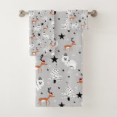 Weihnachtsbäume, Bären und Rentiere Badhandtuch Set (Insitu)