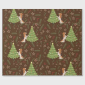 Weihnachtsbäume & Beagle Hundsmuster Geschenkpapier (Flach)