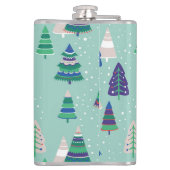 Weihnachtsbäume, blauer Hintergrund Flachmann (Rückseite)