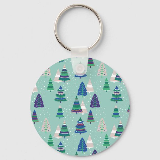 Weihnachtsbäume, blauer Hintergrund Schlüsselanhänger (Vorderseite)