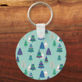 Weihnachtsbäume, blauer Hintergrund Schlüsselanhänger (Vorderseite)