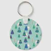 Weihnachtsbäume, blauer Hintergrund Schlüsselanhänger (Rückseite)