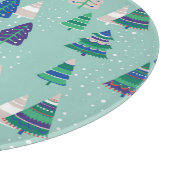 Weihnachtsbäume, blauer Hintergrund Schneidebrett (Ecke)