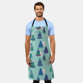 Weihnachtsbäume, blauer Hintergrund Schürze (Getragen)