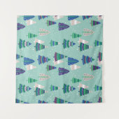 Weihnachtsbäume, blauer Hintergrund Wandteppich (Vorderseite (Horizontal))