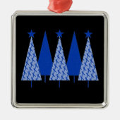 Weihnachtsbäume - blaues Band-Darmkrebs Silbernes Ornament (Vorne)