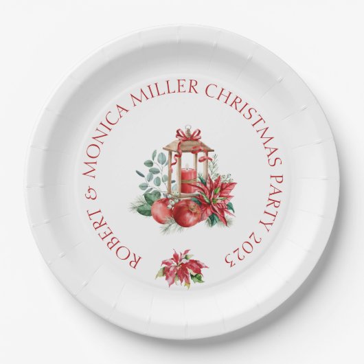 Weihnachtsbäume Blume & Laternenbouquet Pappteller (Vorderseite)