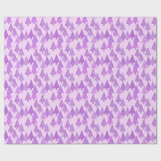 Weihnachtsbäume, Blume, moderner Lavendel Geschenkpapier (Flach)