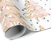Weihnachtsbäume Blush Holiday Wrapping Paper Geschenkpapier (Rolleneckpunkt)